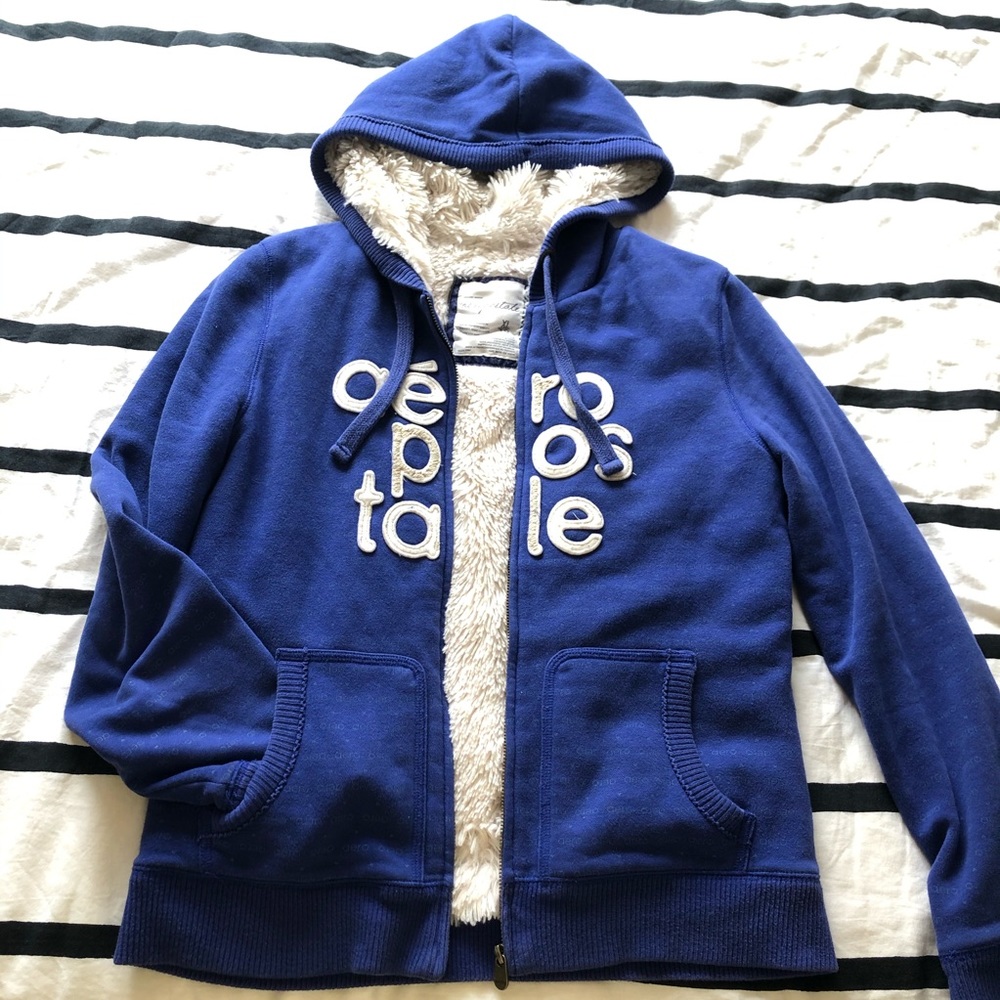 Aeropostale Faux Fur Fleece Jacket Hoodie